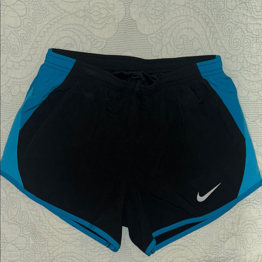 Nike Women's Dri-Fit Athletic Shorts in Black and Blue; XS